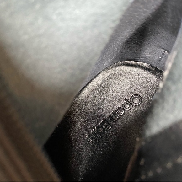 Open Edit Erika Black Faux Leather Pointy Toe Wedge Heel Bootie 7 1/2 M - Picture 14 of 16